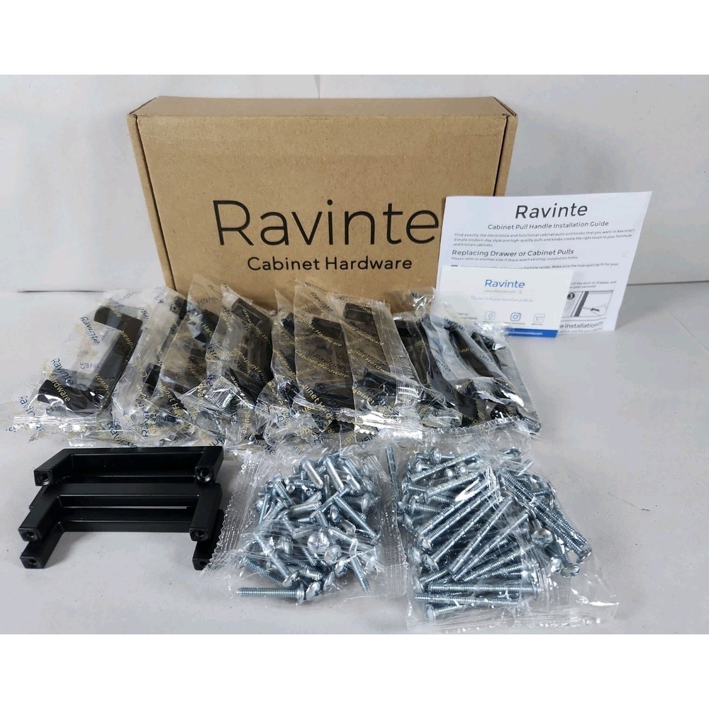 Ravinte 30-Pack Matte Black Cabinet Pulls 3 Inch Centers Square Bar Handles NIB